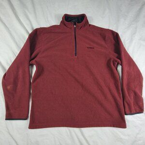 Timberland Mens Large Red 1/4 Zip Pullover Sweater Casual Outdoors Winter Warm